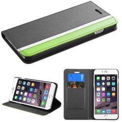 Funda Cartera  Iphone 6 Plus Negro Franja Verde